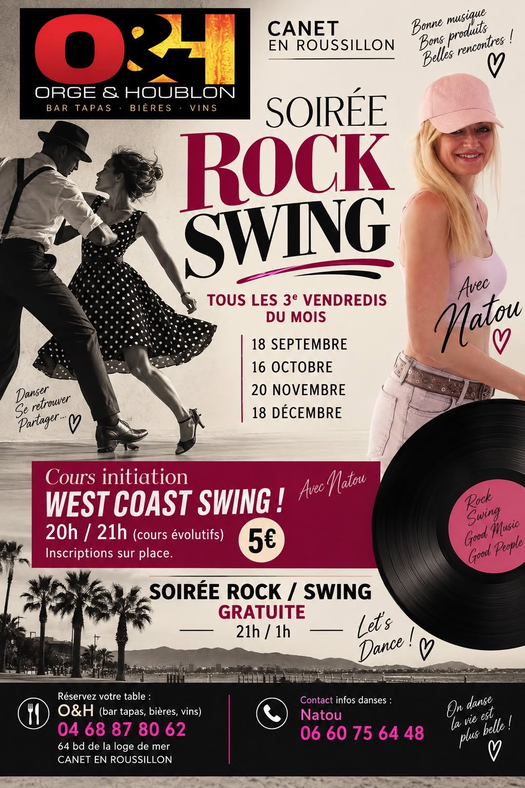 Canet en Roussillon Orge et Houblon, Soiree gratuite ROCK N’ SWING plus cours WCS! La mensuelle! — FRI 16 OCT