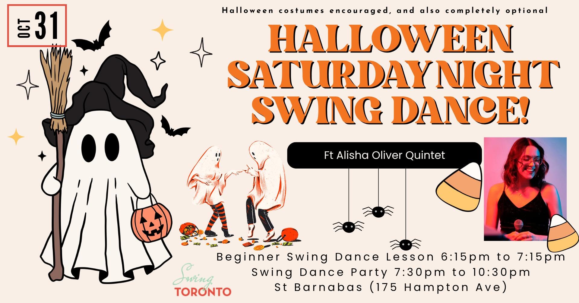 Saturday Night Halloween Swing ft The Alisha Oliver Quintet! Beginner Lesson & Dance!  — SAT 31 OCT – SUN 1 NOV