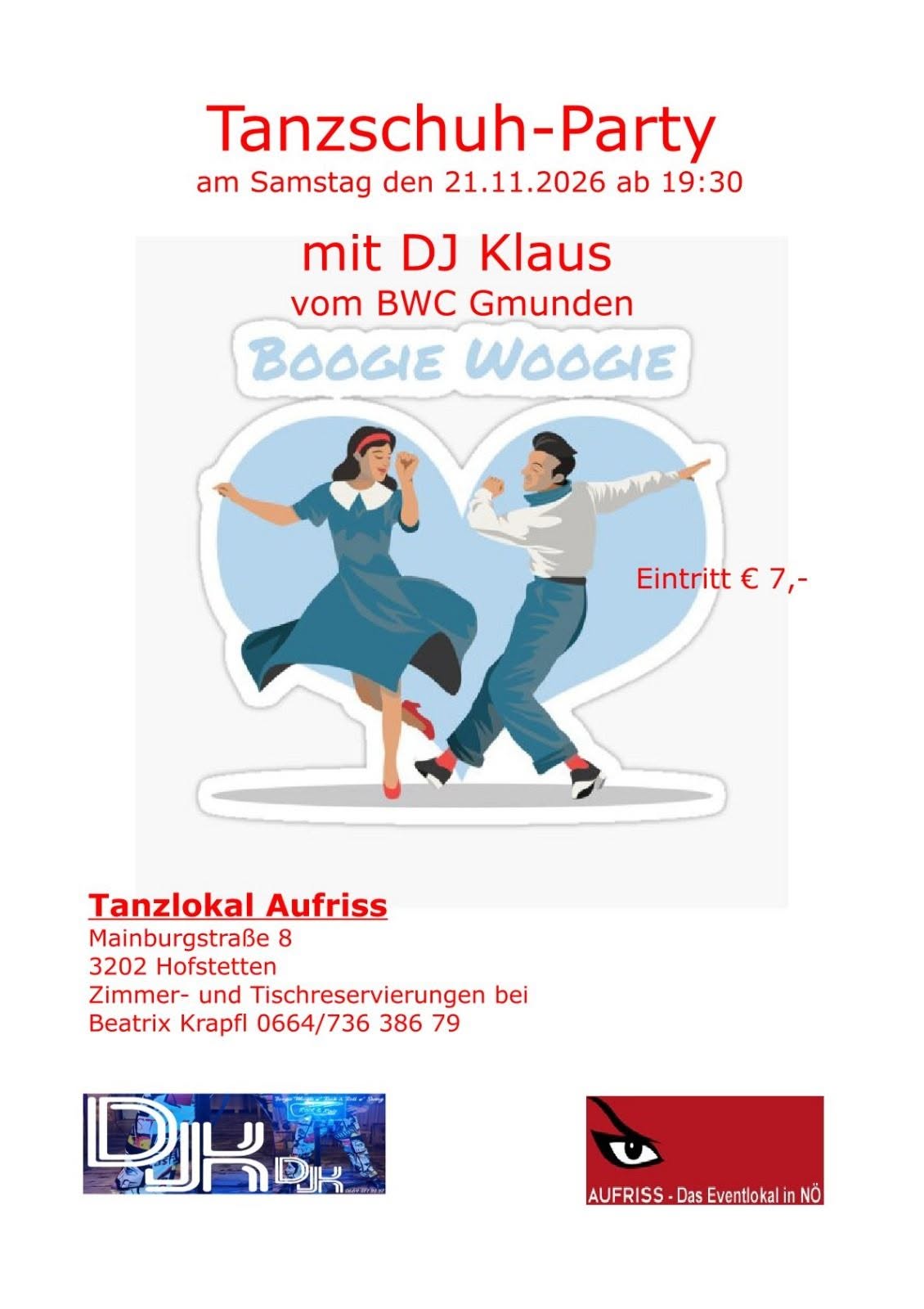 Tanzschuh-Party - Boogie  — SAT 21 – SUN 22 NOV