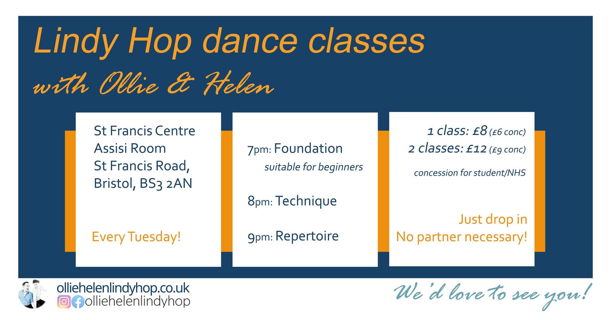 Lindy Hop Classes with Ollie & Helen — TUE 13 OCT