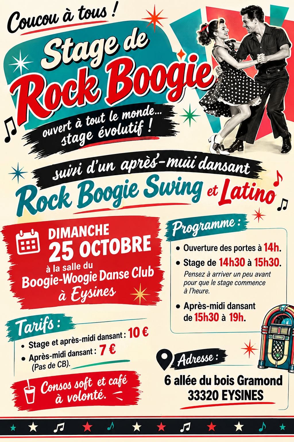 Stage et après midi rock boogie swing et latino à Eysines — SUN 25 OCT