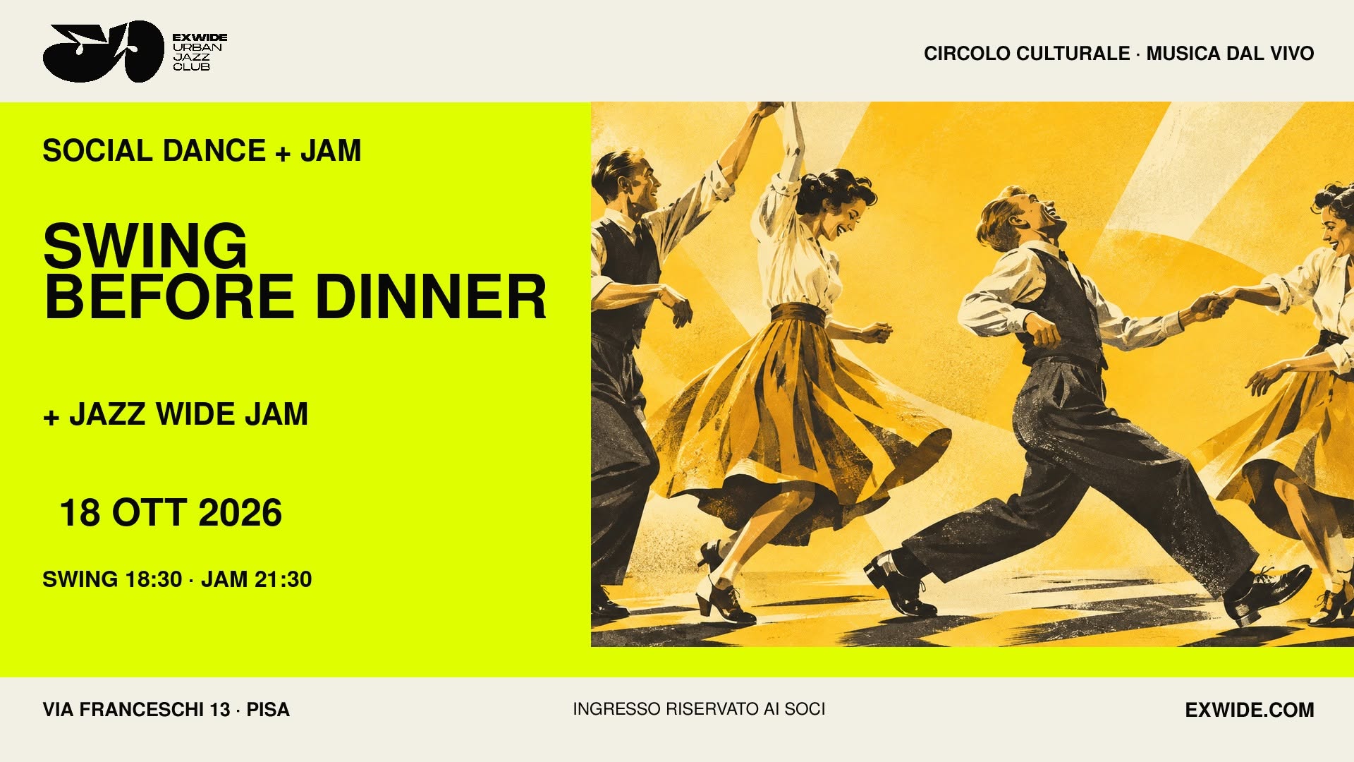 SWING BEFORE DINNER + JAZZ WIDE JAM — SUN 18 OCT