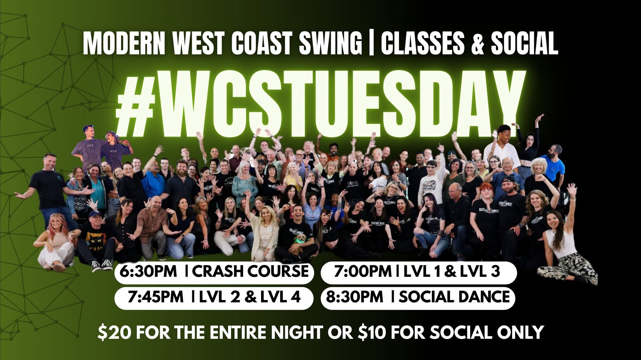 WCSTuesday Leveled Classes & Social Dance β TUE 13 β WED 14 OCT