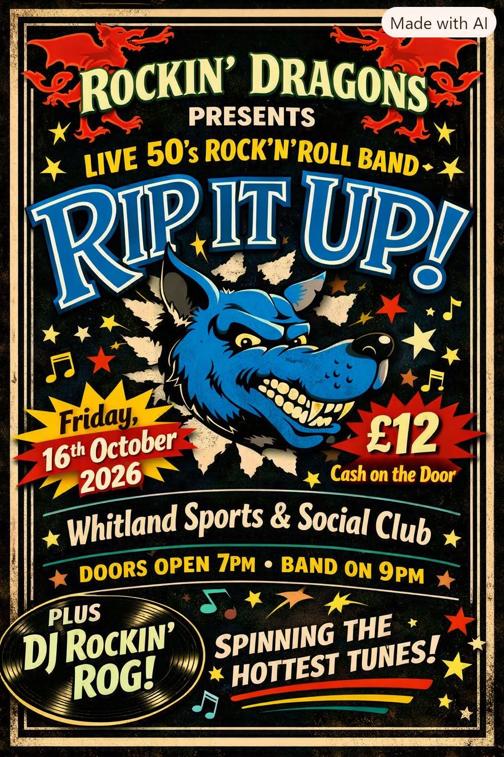 Rip it Up are our band for October 16thπππΊ @Whitland Sports & Social Club, Station Road SA34 0QE β FRI 16 OCT