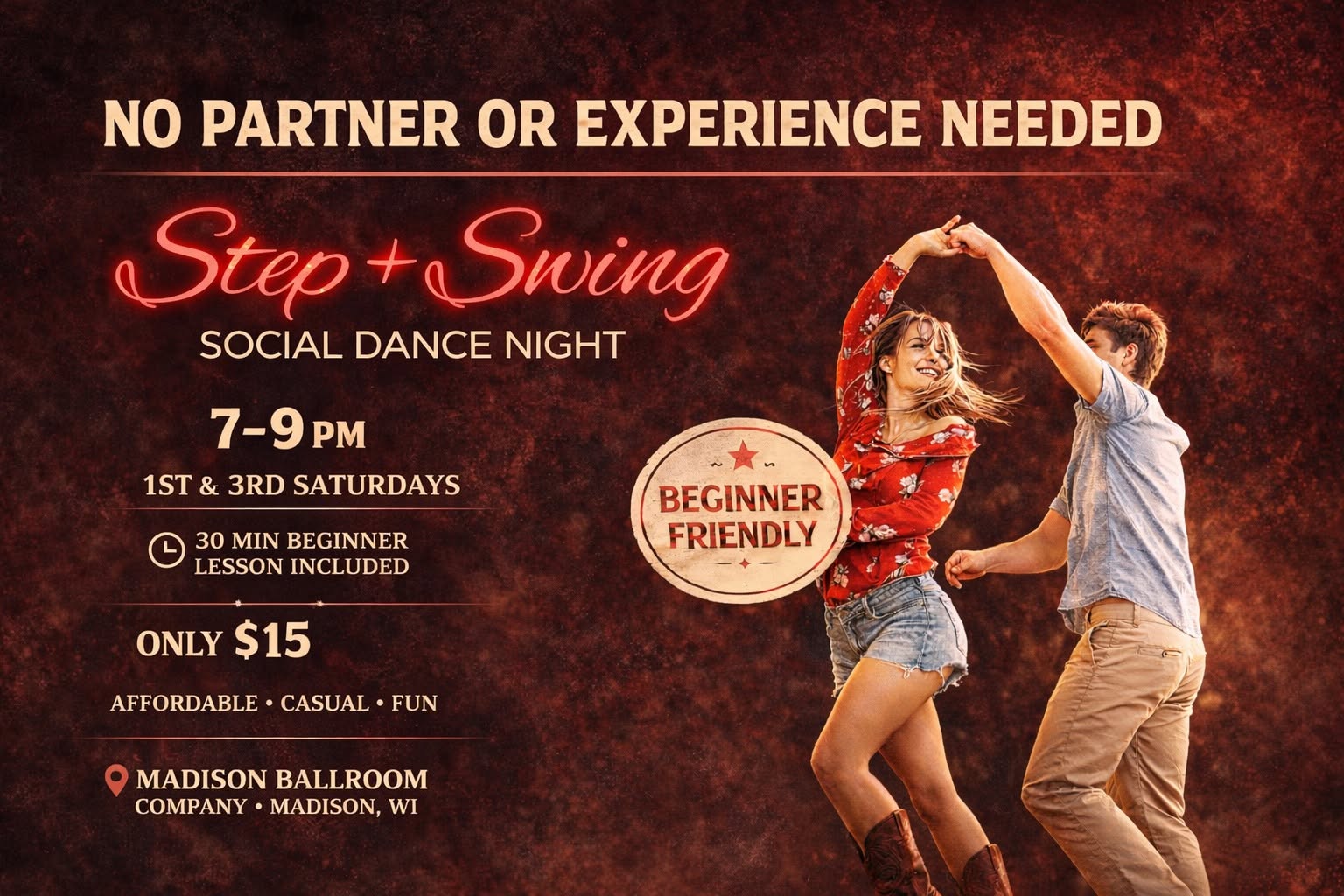 Step + Swing Country Social Dance — SUN 18 OCT