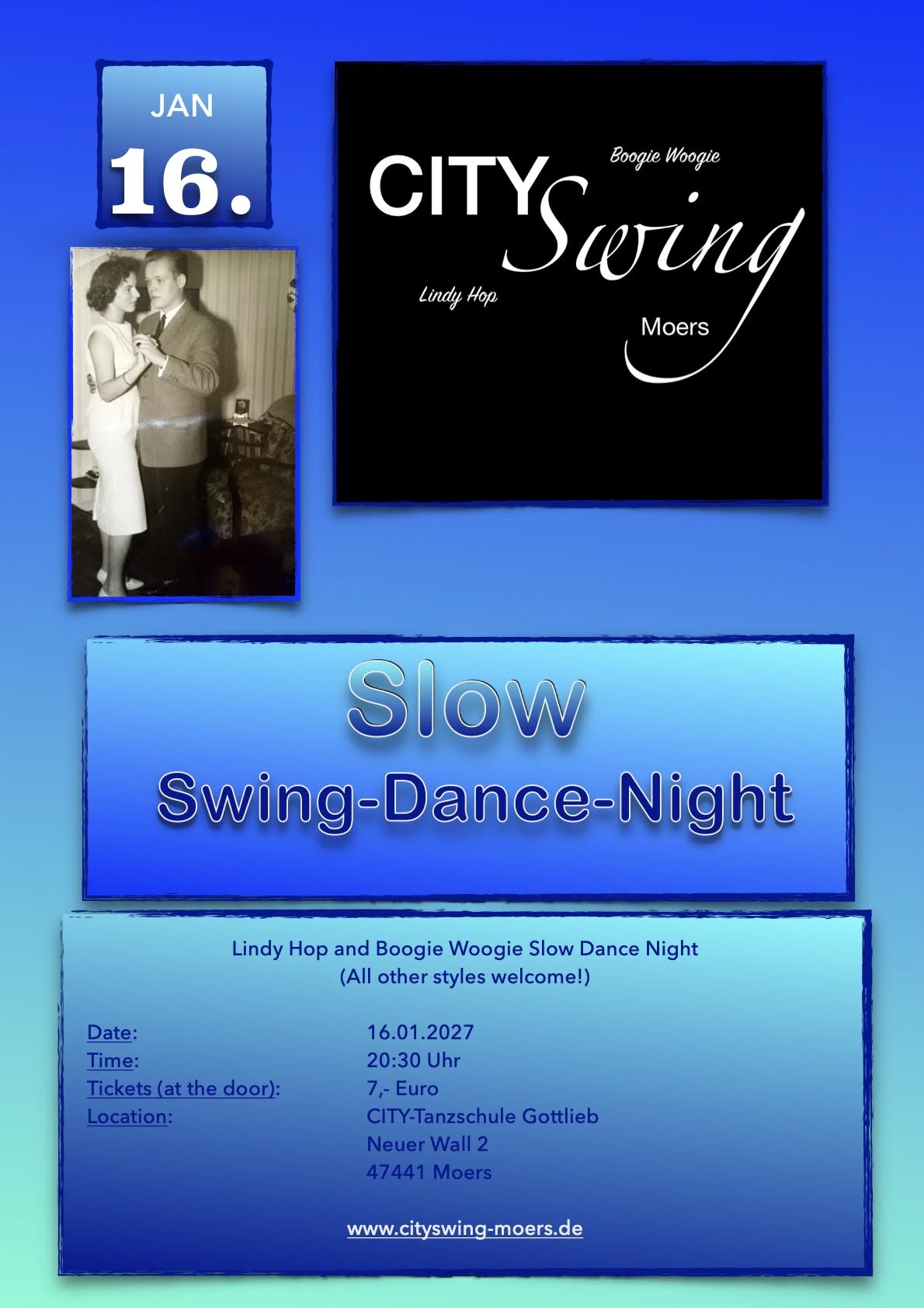 Slow Swing Dance Night - Social Dance — SAT 16 JAN 2027