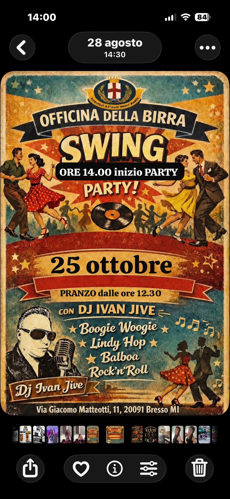 SWING PARTY Officina Della birra — SUN 25 OCT