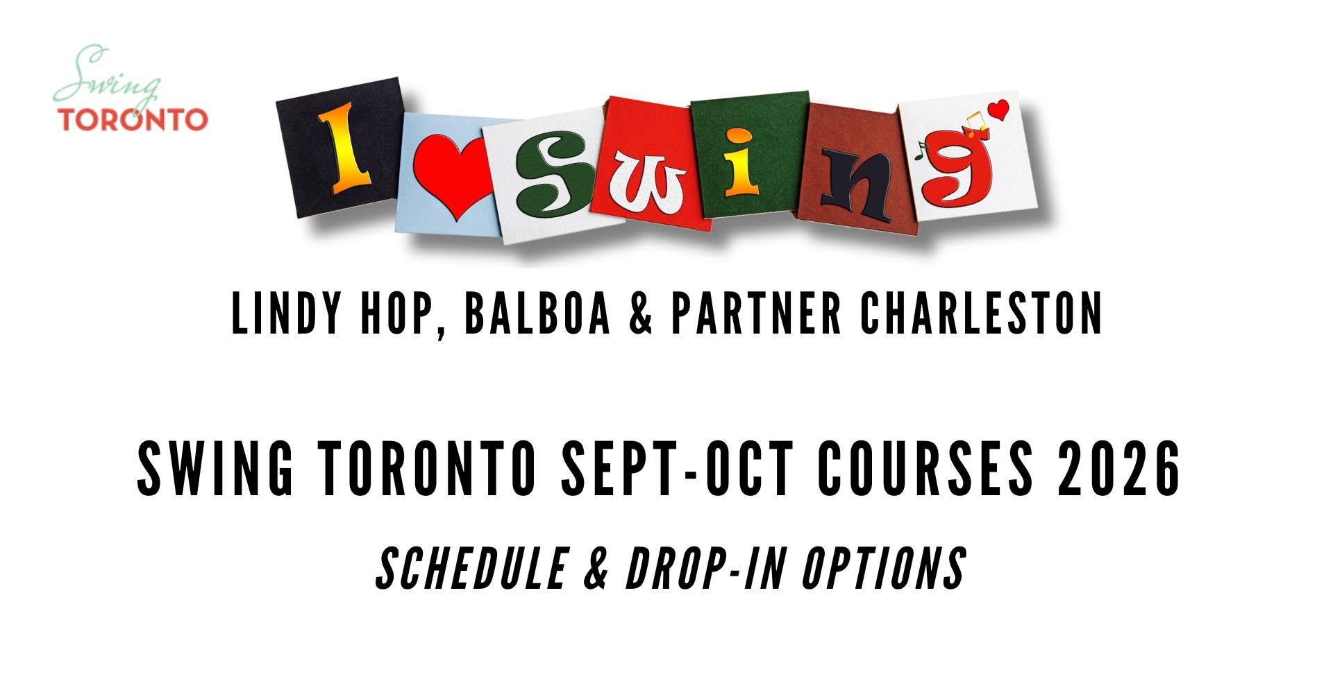 Drop-in Options for Swing Toronto Courses September-October, 2026 Session — THU 15 – THU 29 OCT