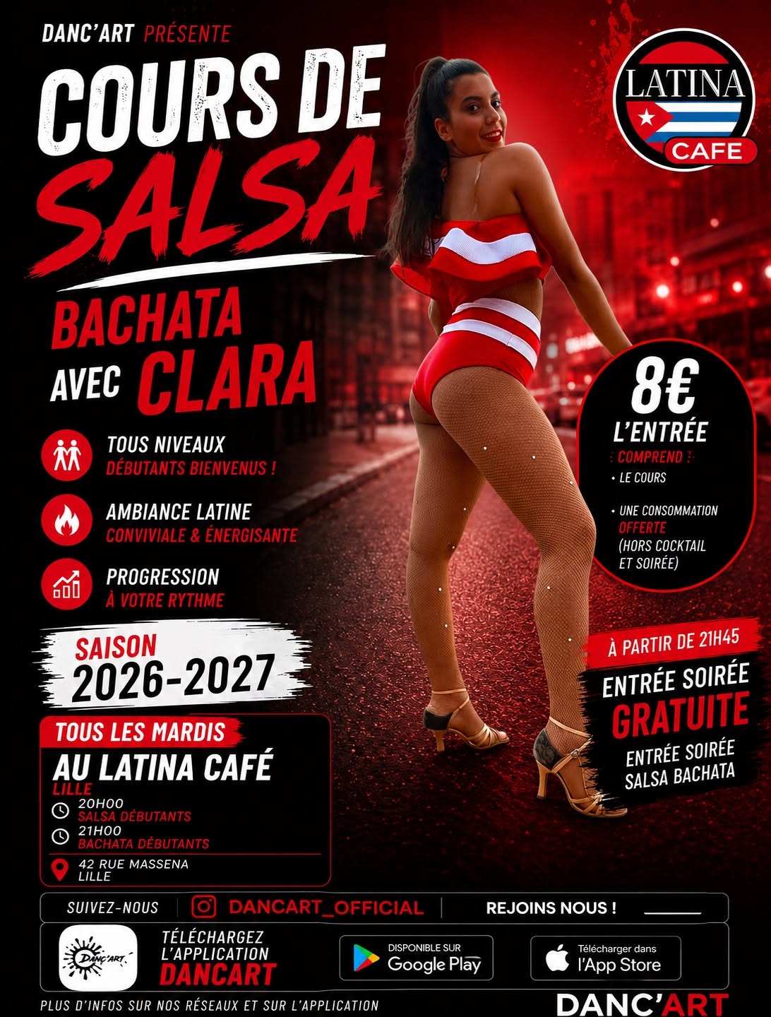 Cours & Soirée Salsa Bachata à Lille | Latina Café • DANC’ART — TUE 20 OCT