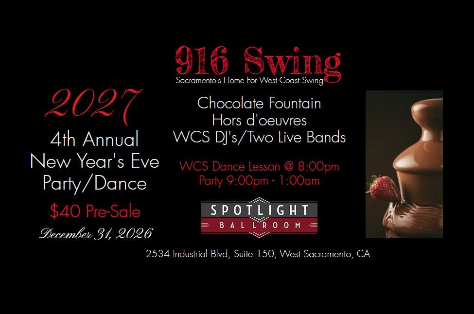 916 Swing New Year's Eve Party/Dance, December 31, 2026 — FRI 1 JAN 2027