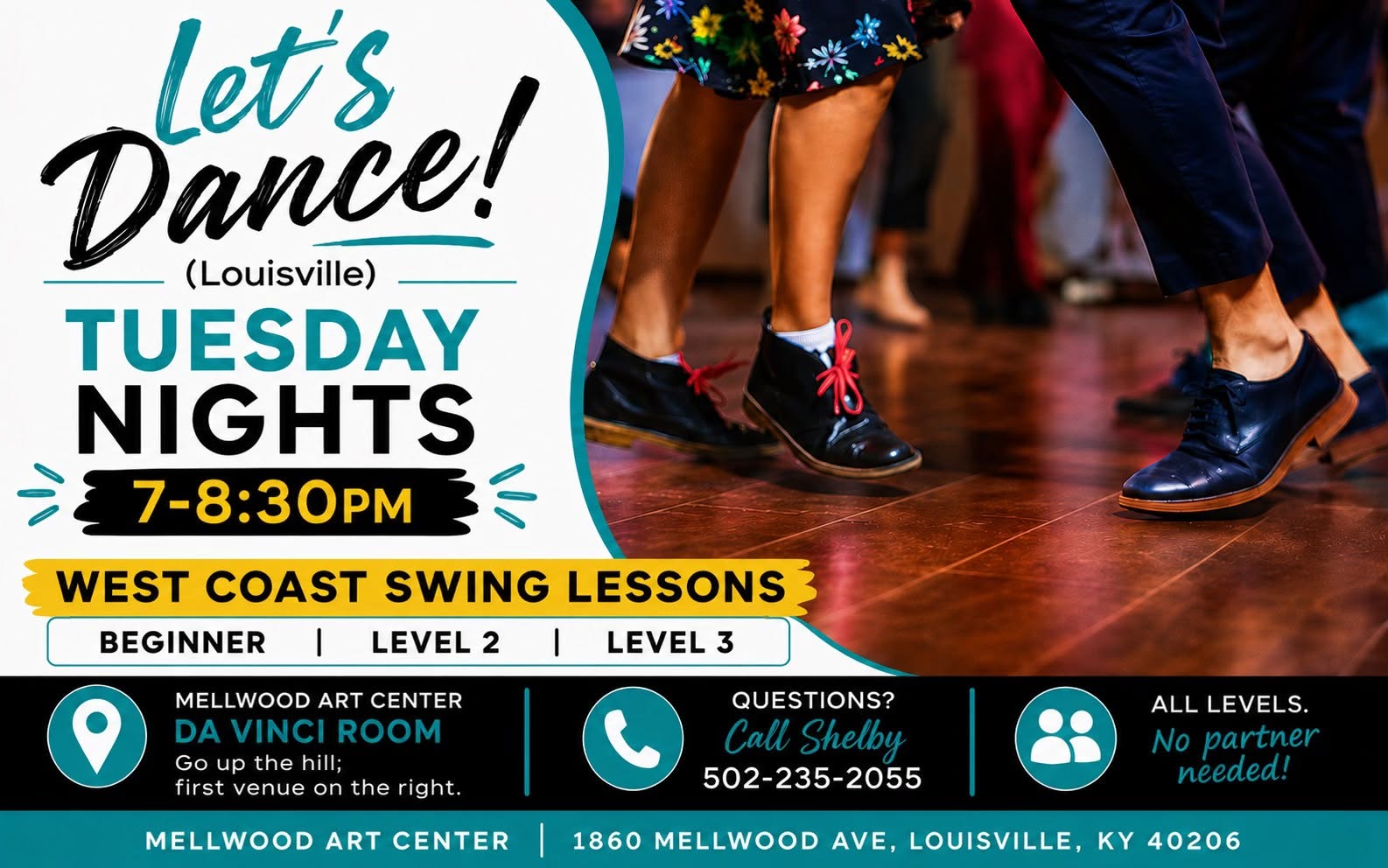TUESDAY NIGHT West Coast Swing Lessons @ Mellwood Art Center — TUE 20 – WED 21 OCT