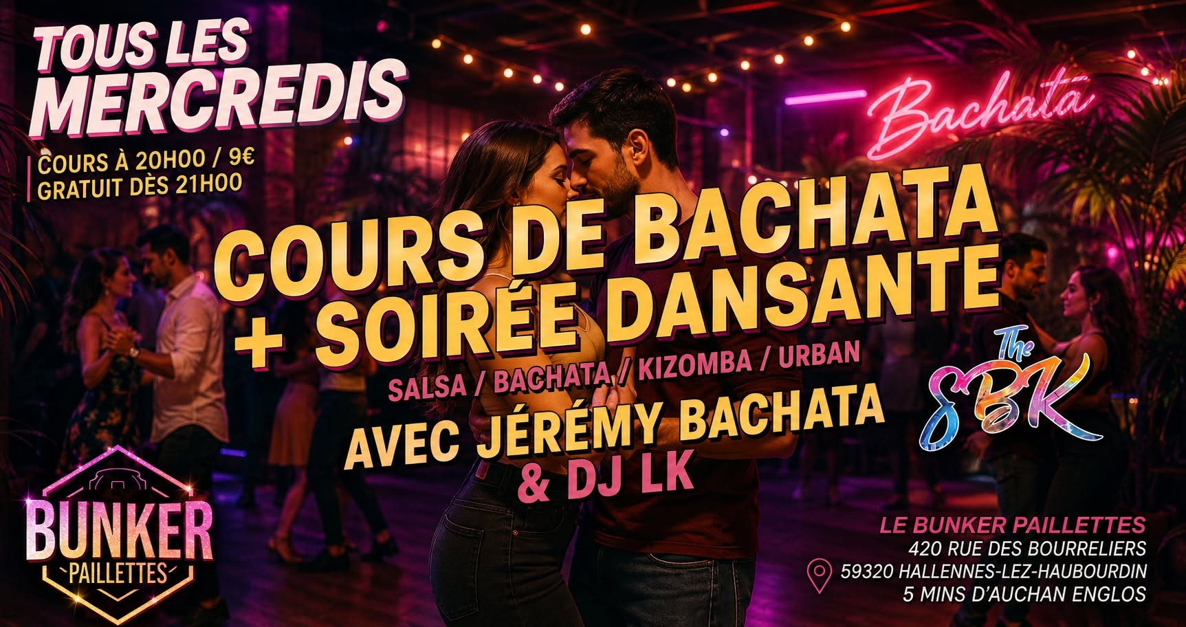 🔥 COURS DE BACHATA + SOIRÉE DANSANTE 💃 — WED 21 OCT