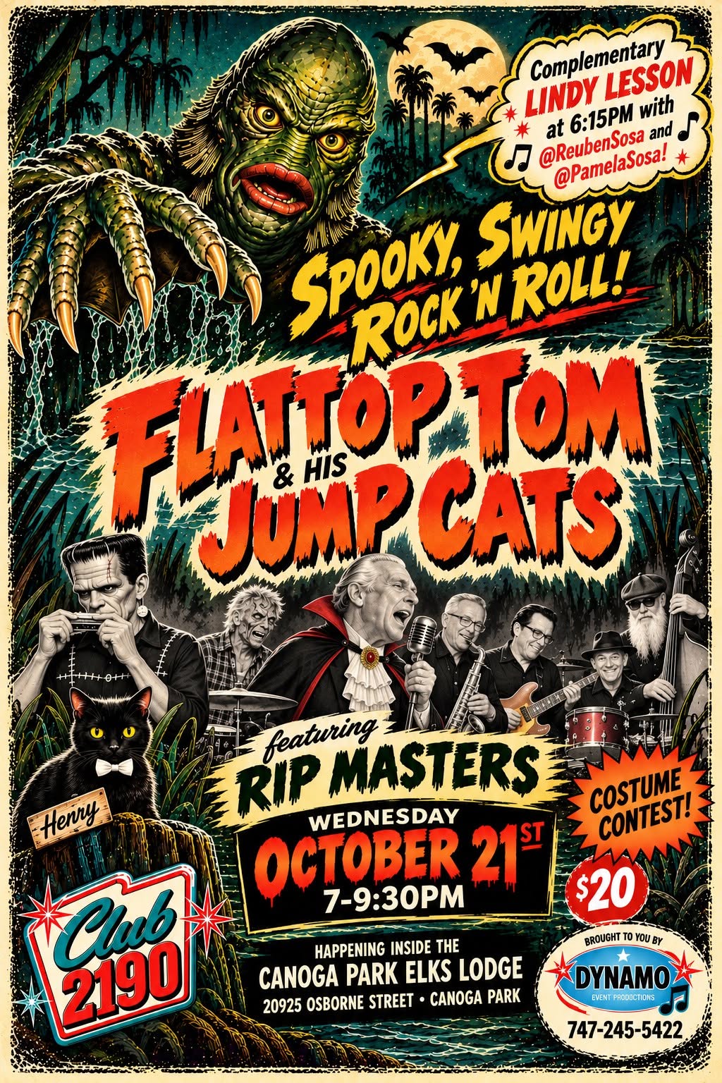 HALLOWEEN DANCE PARTY w/ FLATTOP TOM & His Jump Cats Debut at Club 2190 — THU 22 OCT