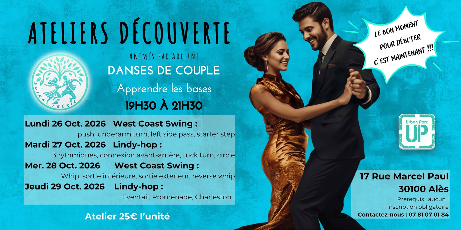 Ateliers découverte WCS et Lindy-hop — MON 26 – THU 29 OCT
