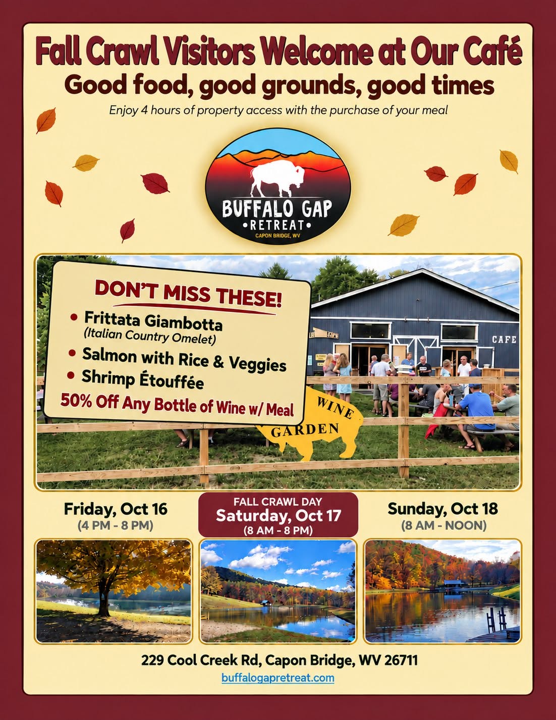 Fall Crawl @ Buffalo Gap Retreat — SAT 17 – SUN 18 OCT