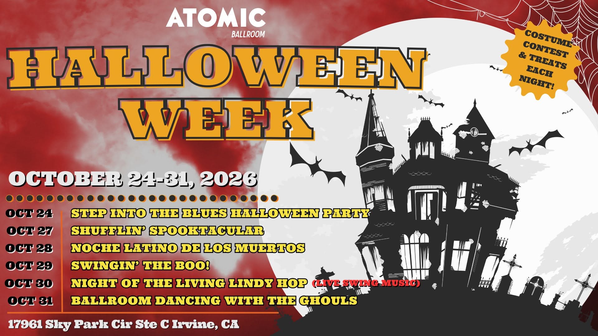 Halloween Week Oct. 24- 31, 2026 at ATOMIC Ballroom! — SUN 25 OCT – SUN 1 NOV