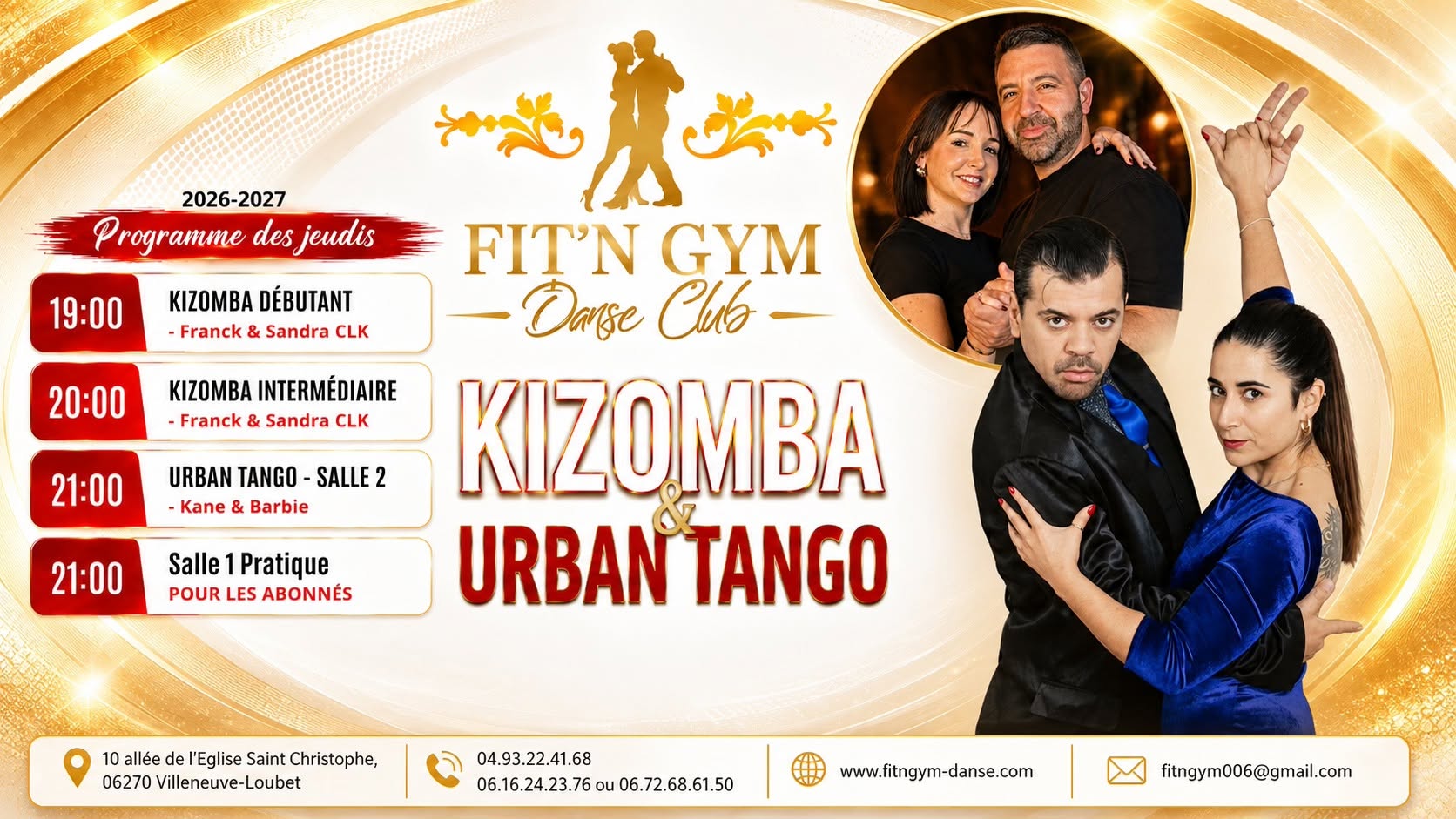 RENTREE KIKOMBA & URBAN TANGO  FRANCK & SANDRA   KANE & BARBIE  AU FIT N GYM DANSE CLUB — THU 29 OCT
