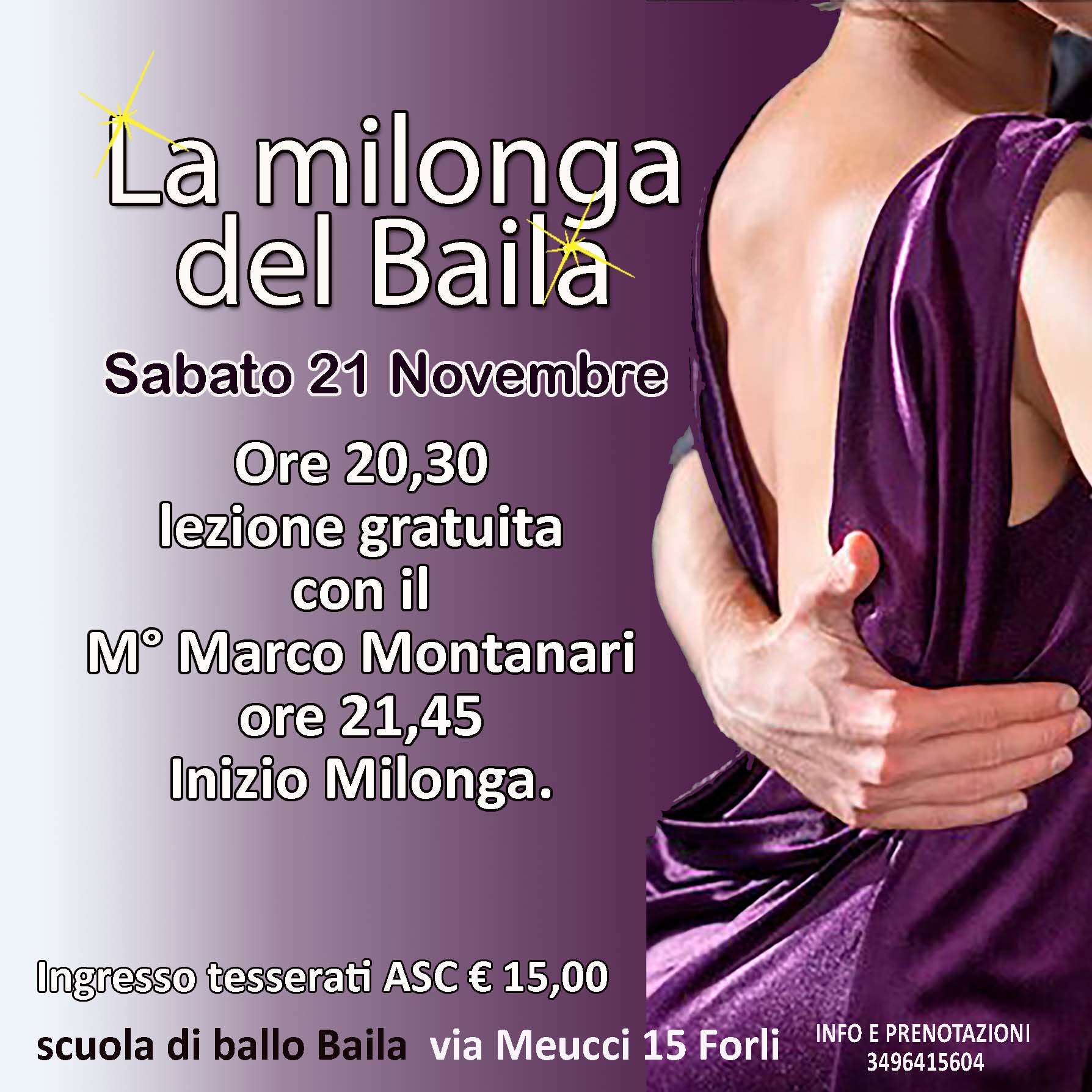 LA MILONGA DEL BAILA — SAT 21 NOV