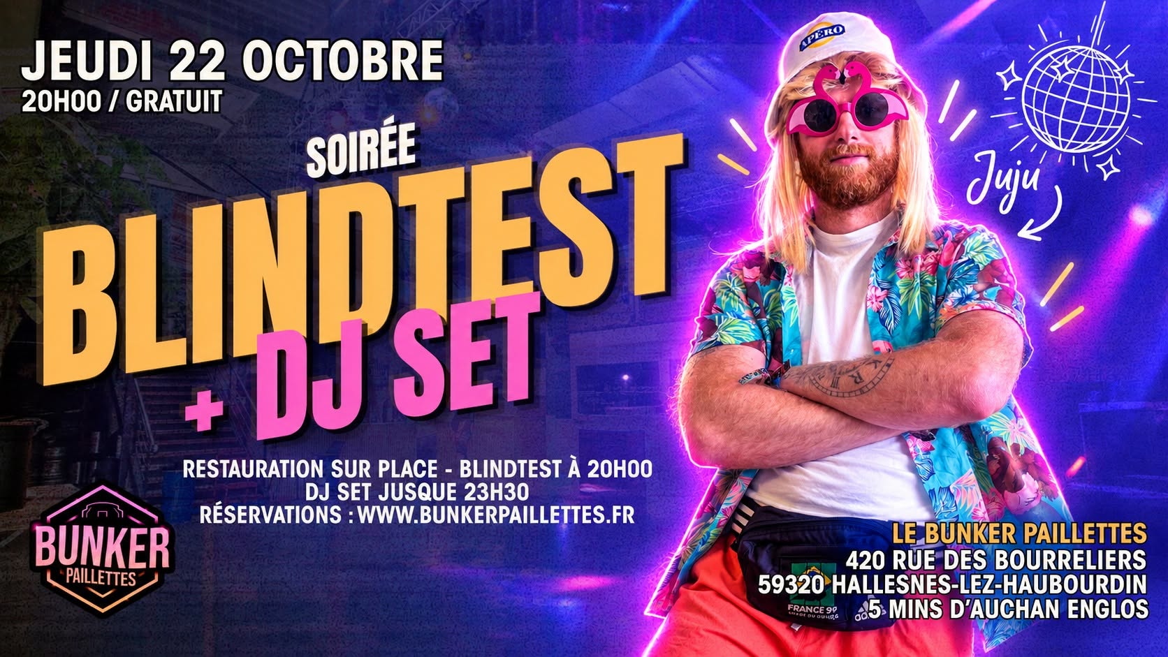 ✨ SOIRÉE BLIND TEST + DJ SET AVEC JUJU ✨ — THU 22 OCT