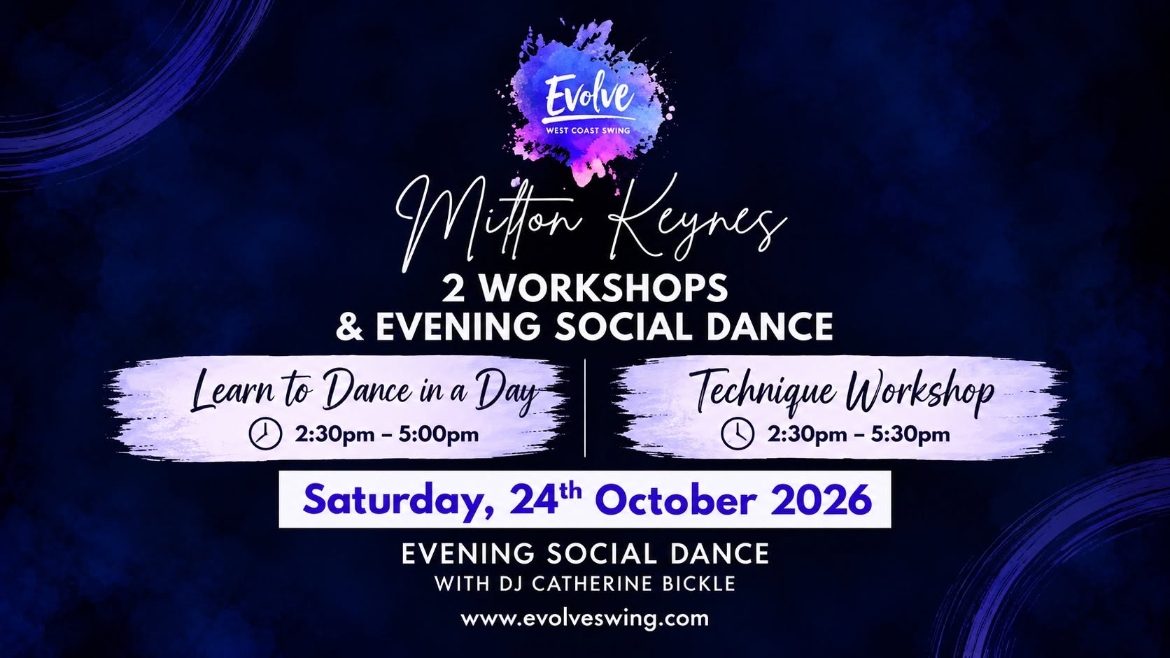 Evolve WCS Milton Keynes - 2 Workshops & Evening Social Dance — SAT 24 OCT