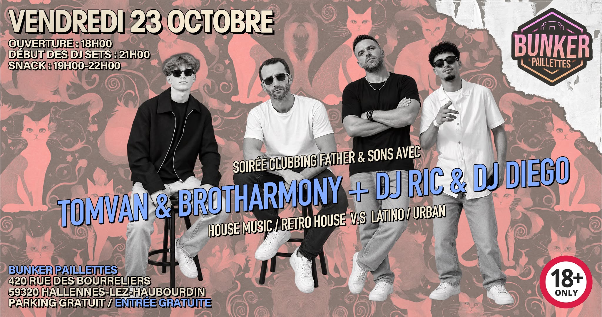 🪩 SOIRÉE CLUBBING FATHER&SONS : TomVan & Brotharmony + DJ Ric & DJ Diego 🪩 — FRI 23 OCT