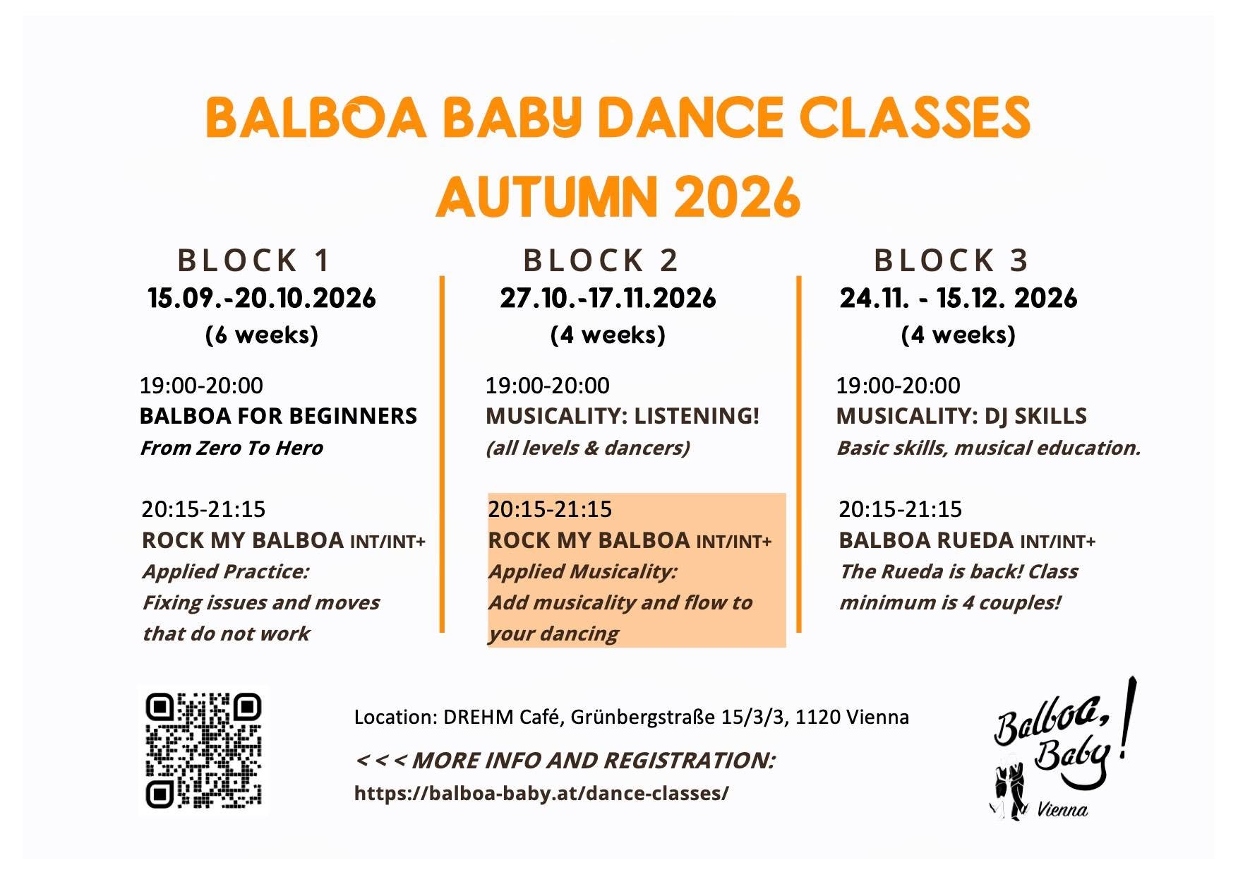 Balboa Improver Int/Int+ Classes: Applied Musicality — TUE 27 OCT