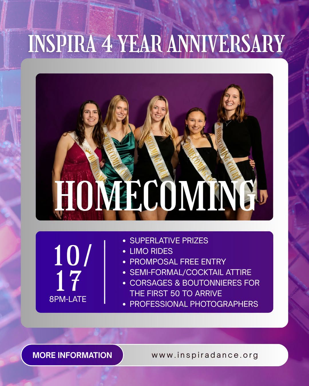 Inspira 4 Year Anniversary: Homecoming! — SUN 18 OCT