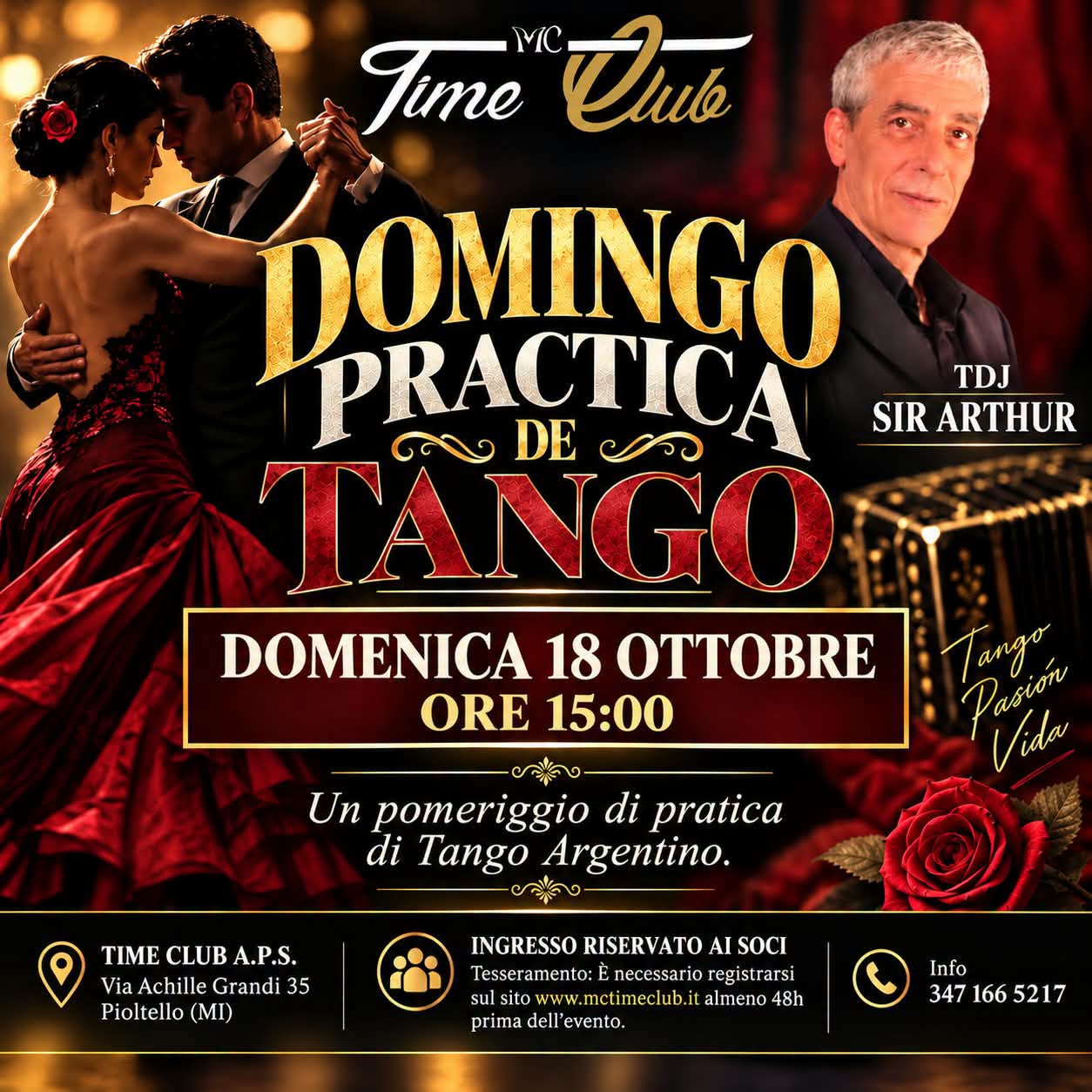 Evento NOVITA' TIME CLUB PIOLT. MI "LA CASA DEL TANGO ARGENTINO" DOMEN. 18 Ottobre 2026 ORE 15:00 — SUN 18 OCT