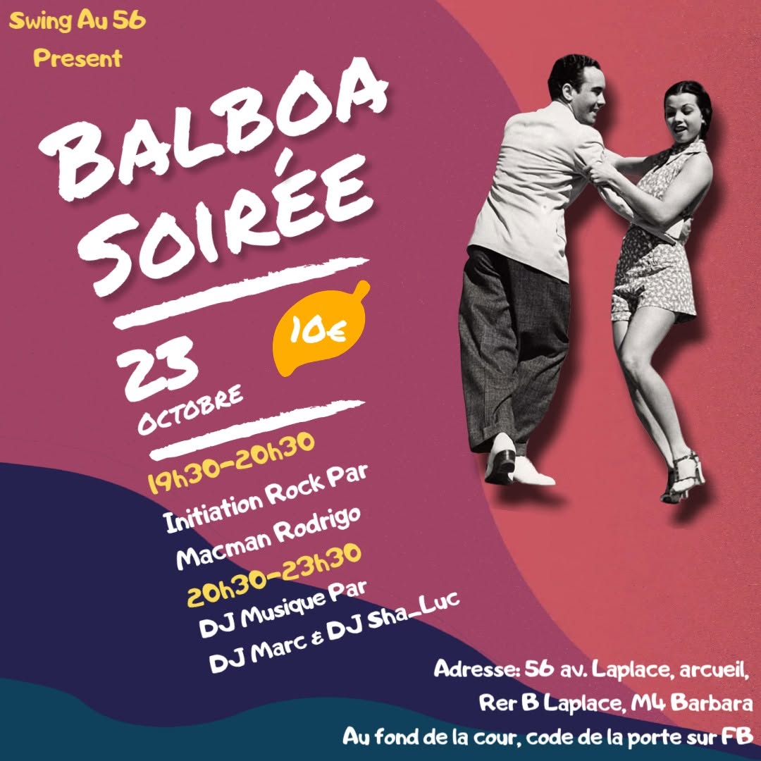 Soirée BALBOA aux 56 avec 2 DJs aux platines & initiation au Rock ! ✨ — FRI 23 OCT