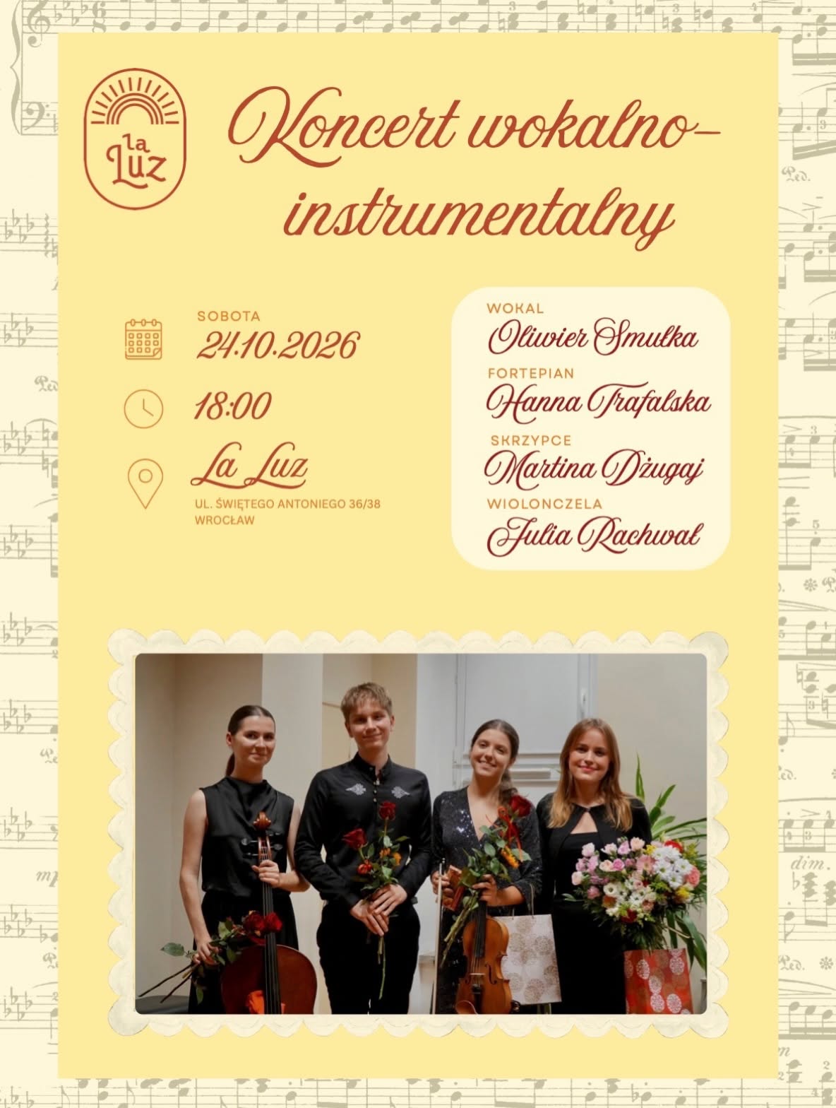 Koncert wokalno - instrumentalny w klubokawiarni LaLuz — SAT 24 OCT