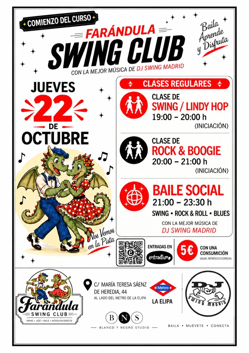 Jueves 22 Octubre en Farándula Swing Club. Baile Social. Swing Rock & Roll y Blues — THU 22 OCT